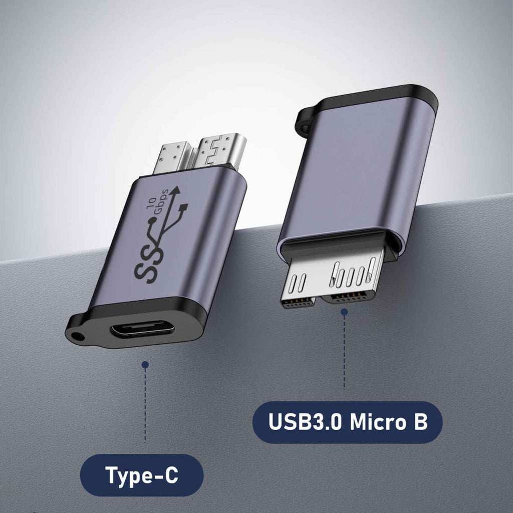 WLGQ USB Micro B to A Adapter - 5Gbps Converter for External Hard Drive, SSD, Camera - OTG Support, Gray (3-Pack) - WLGQHUB