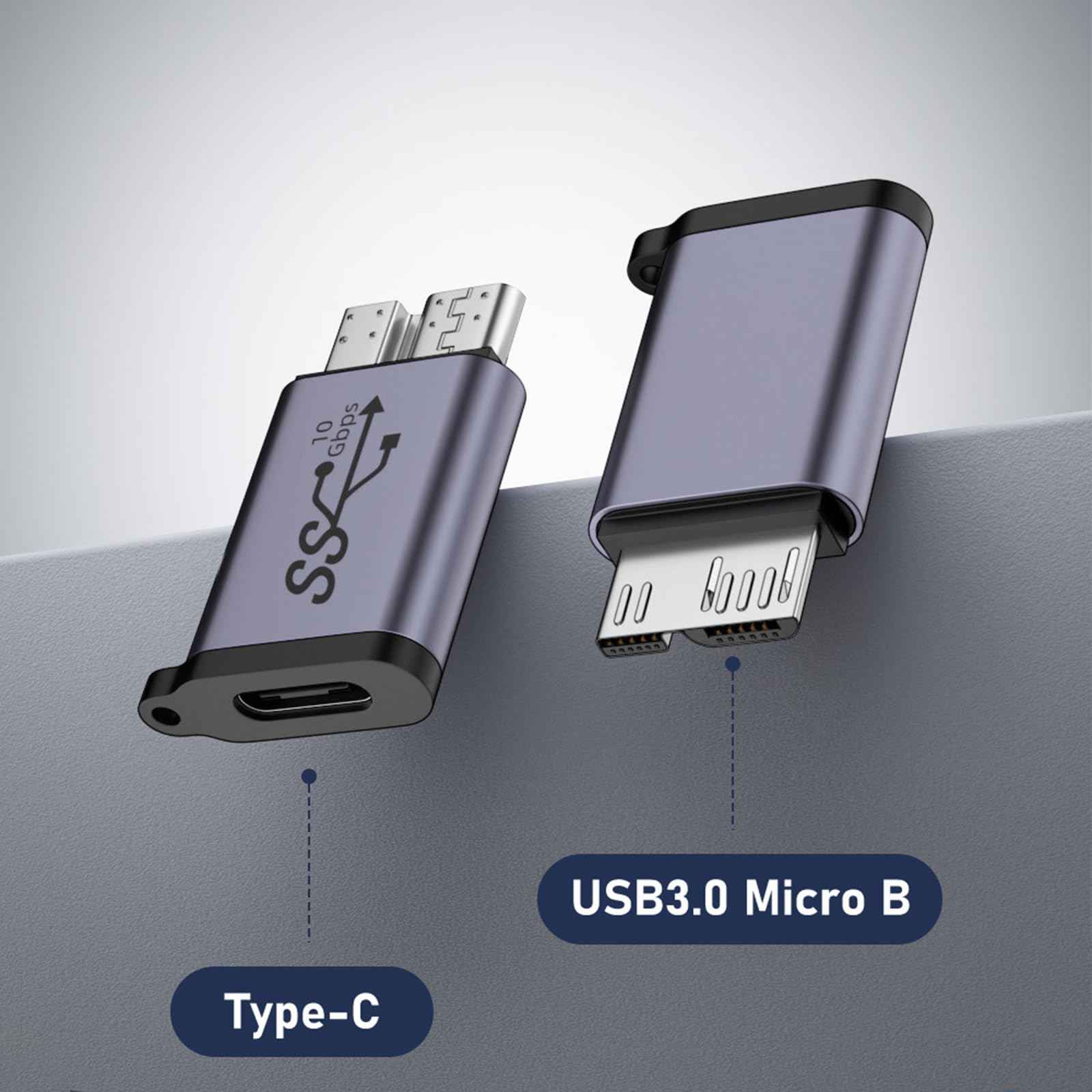 WLGQ USB Micro B to A Adapter - 5Gbps Converter for External Hard Drive, SSD, Camera - OTG Support, Gray (3-Pack) - WLGQHUB