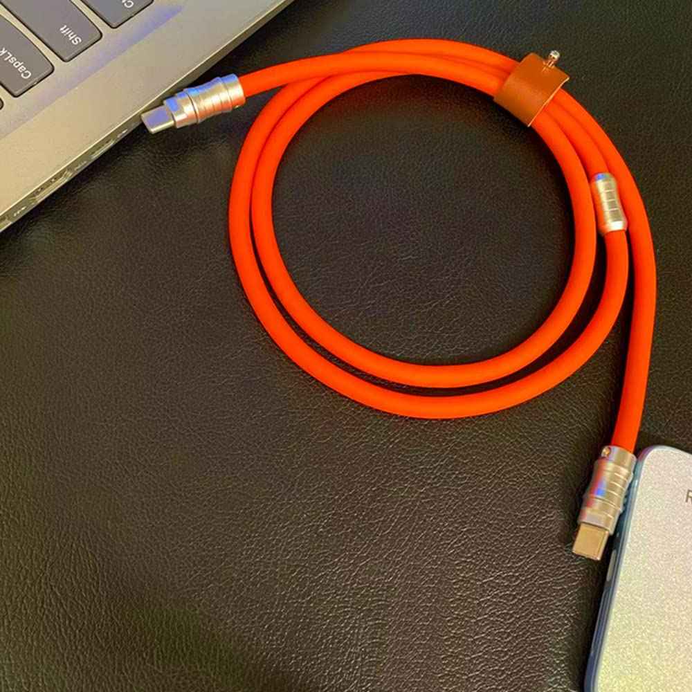 WLGQ Geek Industrial Custom USB-C Fast Charging Cable - 3.3Ft USB-C to USB-C PD 100W, Skin-Friendly Silicone with Metal Plug for Laptop, Tablet, and Phone (Blue) - WLGQHUB