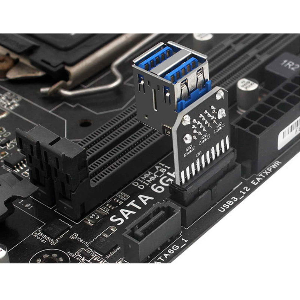 WLGQ USB 3.0 Dual Port Adapter – 19/20 PIN to Dual USB 3.0 Female Header for PC Motherboard Expansion (A) - WLGQHUB