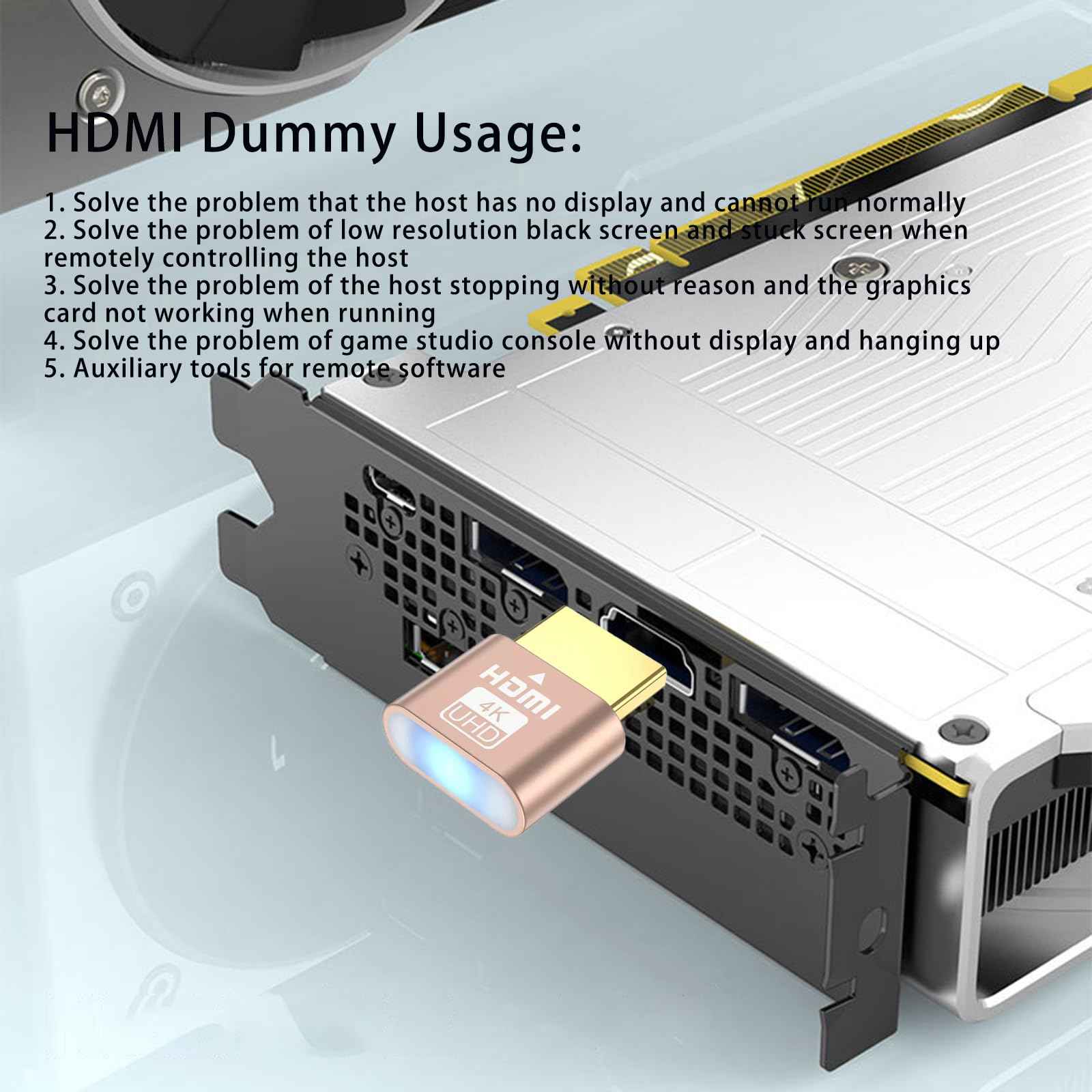 WLGQ 4K HDMI Dummy Load Emulator - High Resolution Virtual Monitor Display Adapter (Black - 1pc) - WLGQHUB
