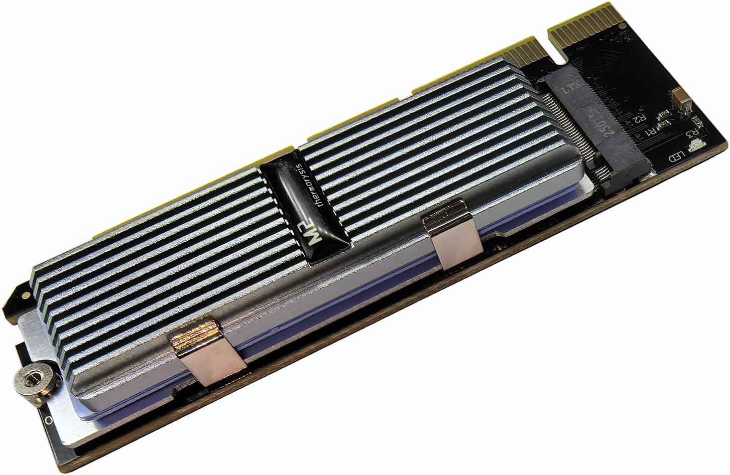 M.2 NVMe SSD PCIe Adapter Card with Silvery White Aluminum Heatsink and Thermal Cooling Solution - WLGQHUB
