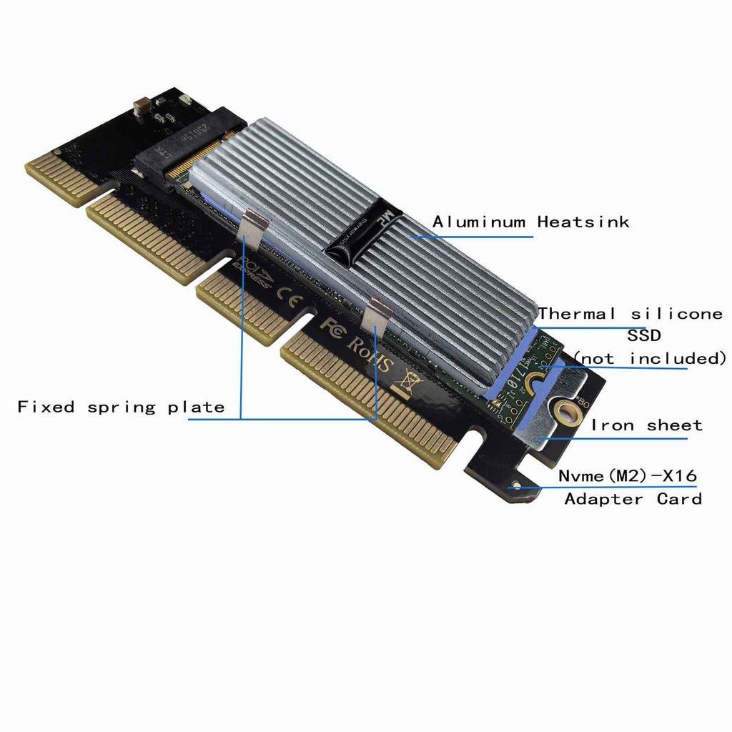 WLGQ M.2 NVMe SSD to PCIe Adapter Card - Black, Supports 2230/2242/2260/2280 - WLGQHUB