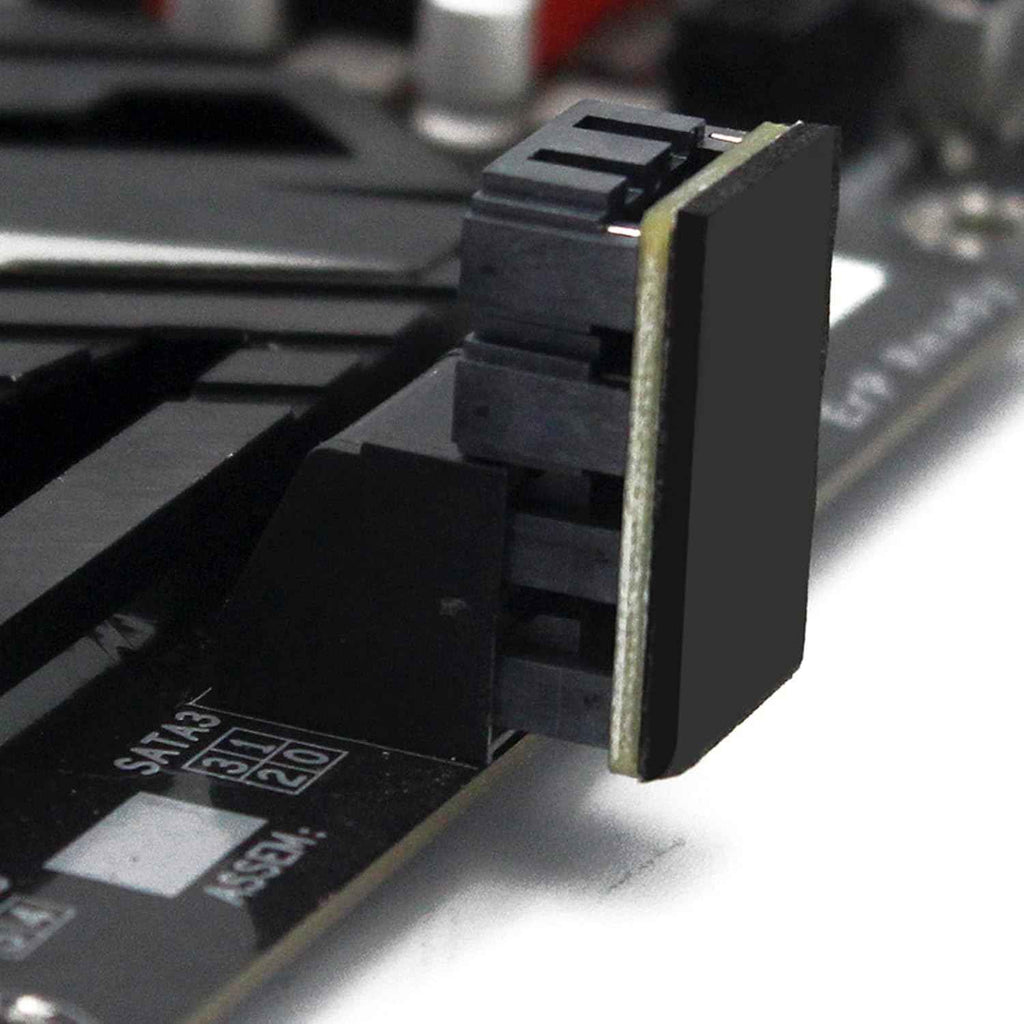 WLGQ Double-Layer SATA Adapter 7-Pin Male to Female 180-Degree with 4 Ports, Black Matte Finish, EVA Insulated, Motherboard Adapter - WLGQHUB