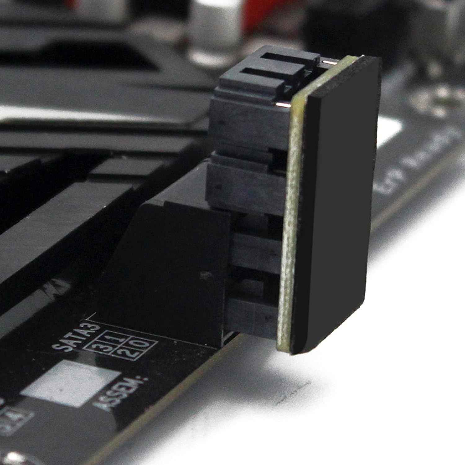 WLGQ Double-Layer SATA Adapter 7-Pin Male to Female 180-Degree with 4 Ports, Black Matte Finish, EVA Insulated, Motherboard Adapter - WLGQHUB
