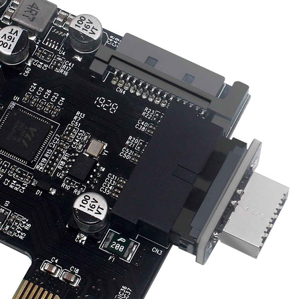 WLGQ USB 3.0 Type E Adapter, Internal USB 3.2 Converter, 19-Pin to TYPE-E, Black - WLGQHUB