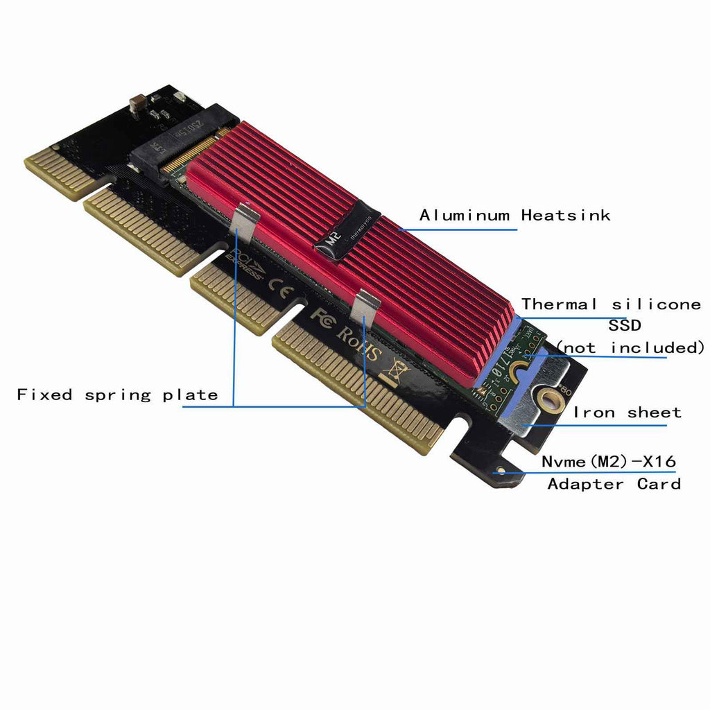 WLGQ M.2 NVMe SSD to PCIe Adapter Card - Black, Supports 2230/2242/2260/2280 - WLGQHUB