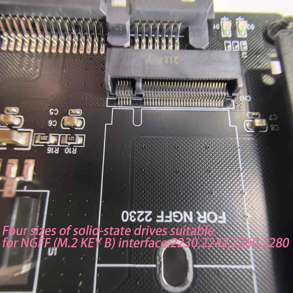 WLGQ M.2 to SATA Adapter Card with Desktop Hard Drive Bracket - NGFF B Key SSD Interface - WLGQHUB