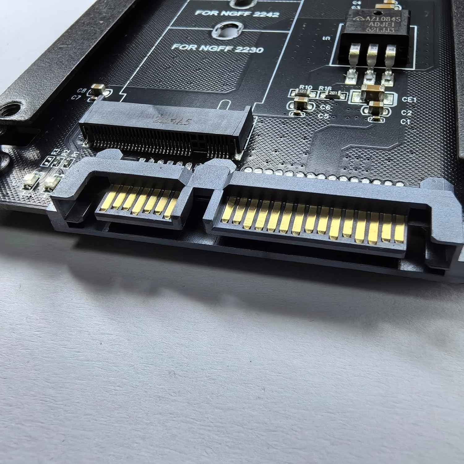 WLGQ M.2 to SATA Adapter Card with Desktop Hard Drive Bracket - NGFF B Key SSD Interface - WLGQHUB