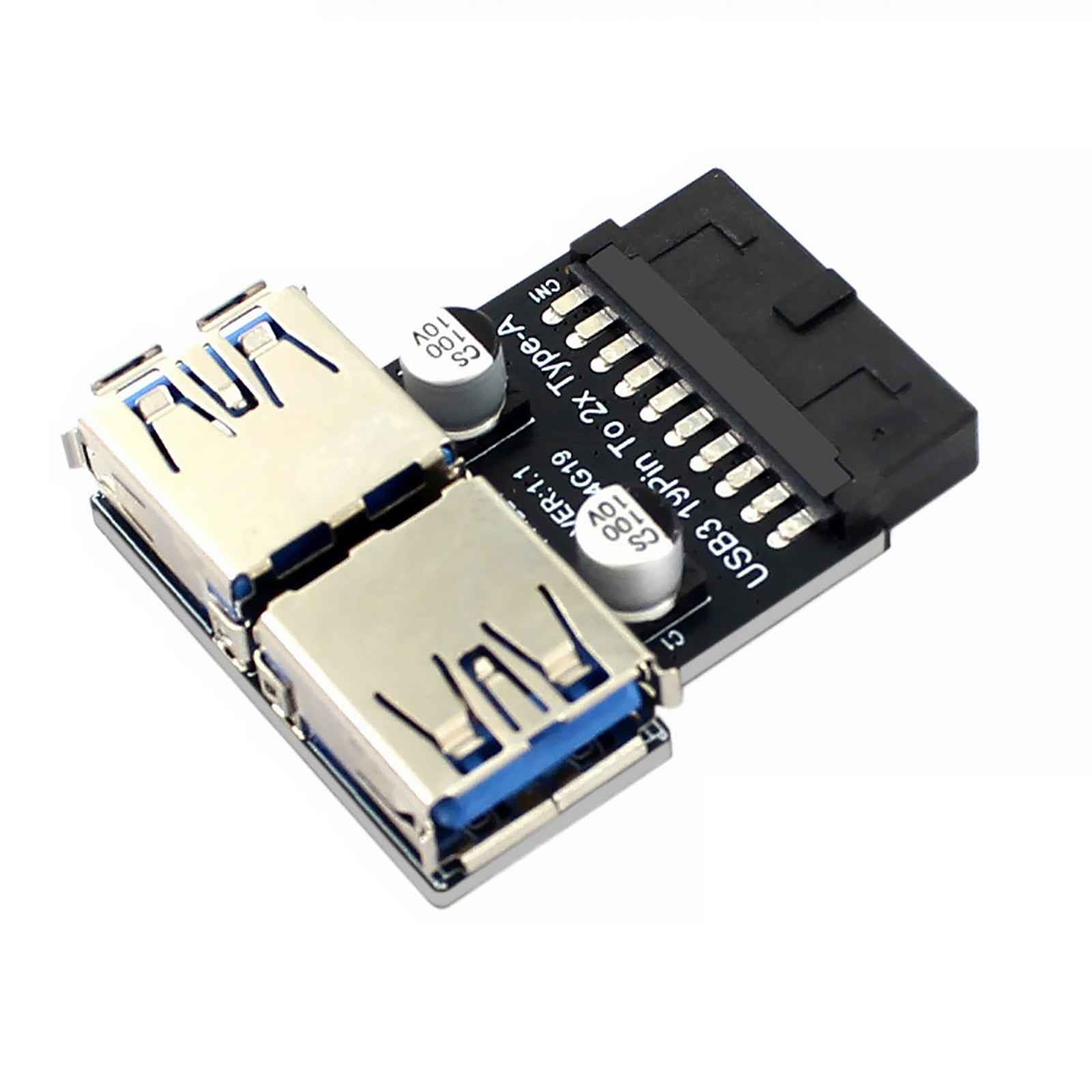 WLGQ USB 3.0 Dual Port Adapter – 19/20 PIN to Dual USB 3.0 Female Header for PC Motherboard Expansion (A) - WLGQHUB